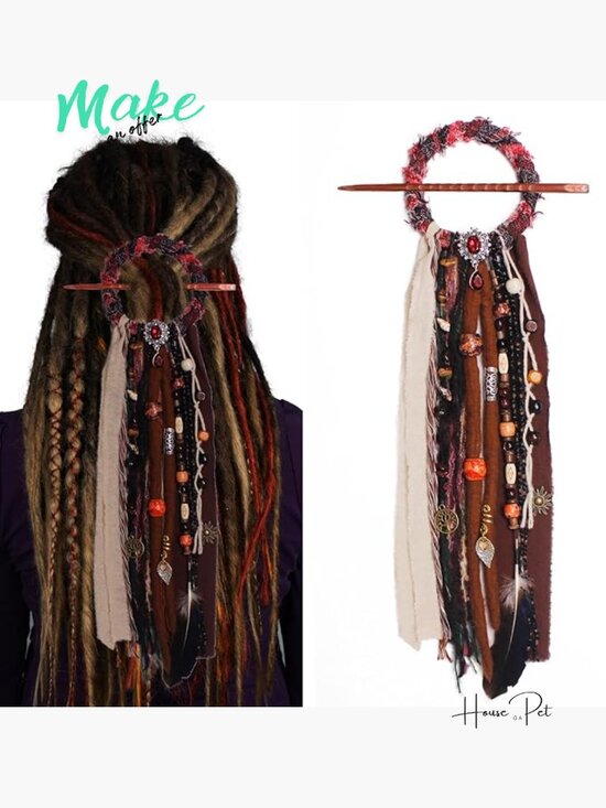 Handmade Dreadlock Hair Ties for Braids Curls - Loc Jewelry Ponytail Holders